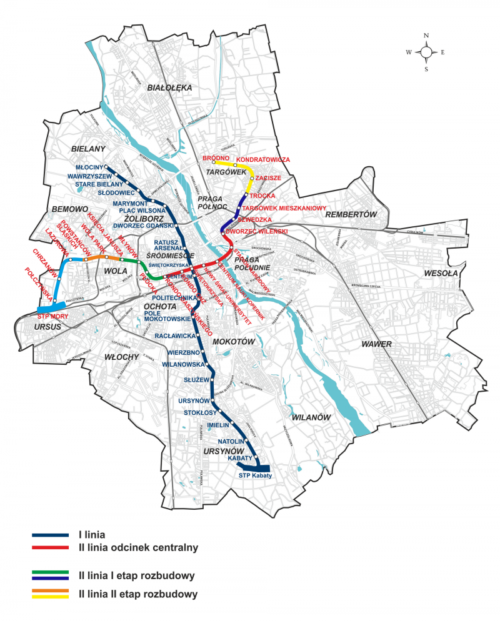 Карта метро варшавы